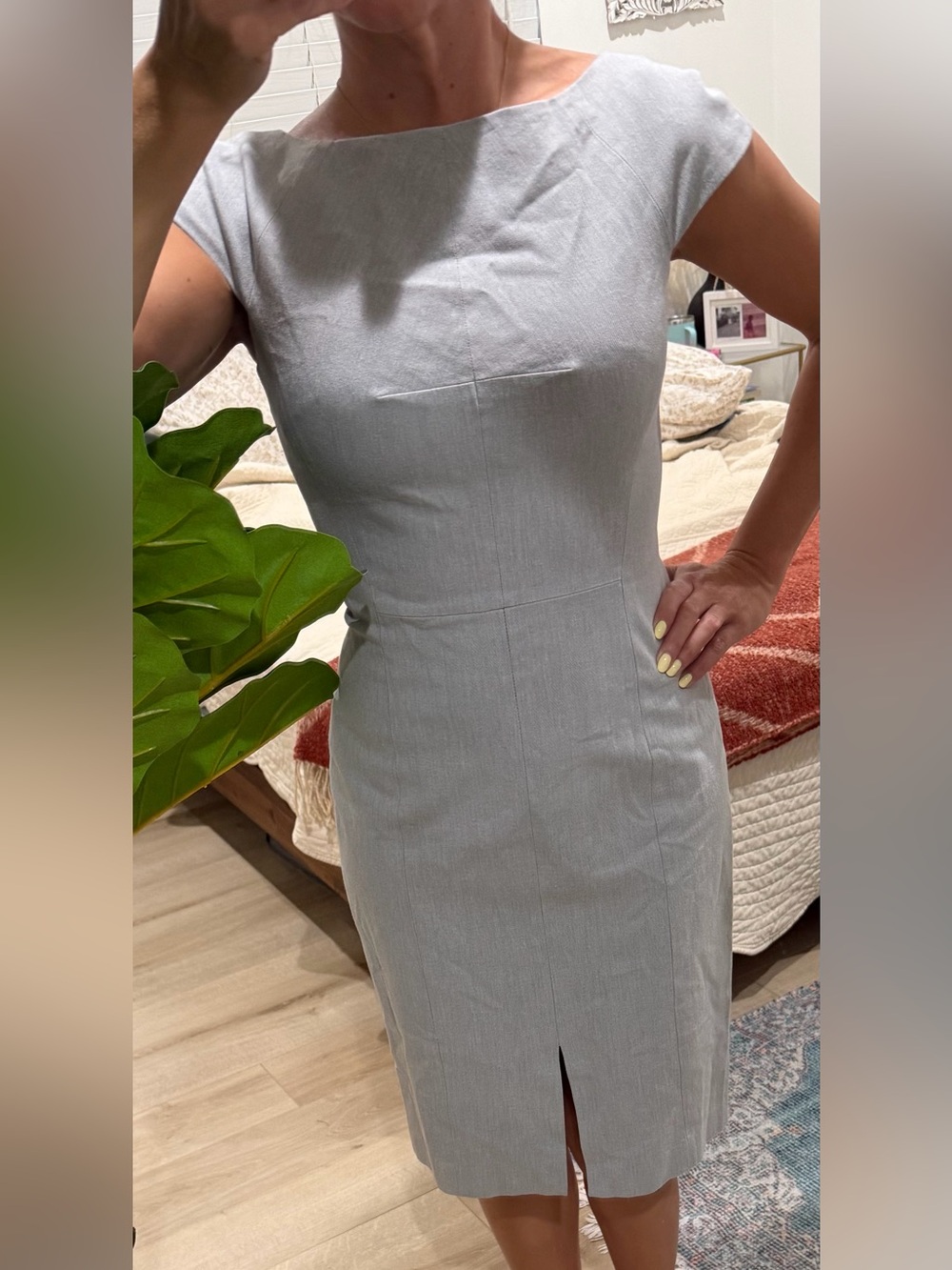 Banana Republic Stretch Twill Light Gray Sheath Dress - Women